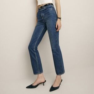 Reformation Cynthia High Rise Straight Jeans Distressed Colorado Shadow Size 30
